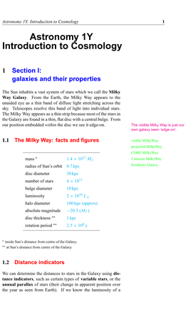 Astronomy 1Y Introduction to Cosmology