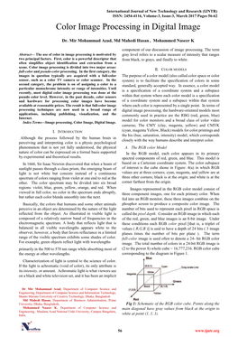 Color Image Processing in Digital Image