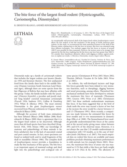 The Bite Force of the Largest Fossil Rodent (Hystricognathi, Caviomorpha, Dinomyidae)