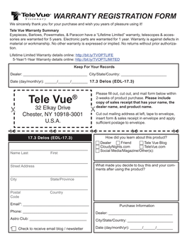 INSTRUCTIONS Thank You for Purchasing a Tele Vue Delos Eyepiece