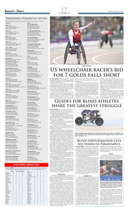 US Wheelchair Racer's Bid for 7 Golds Falls Short