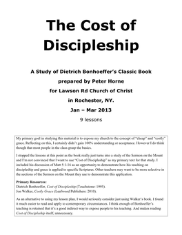 The Cost of Discipleship