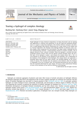 Tearing a Hydrogel of Complex Rheology