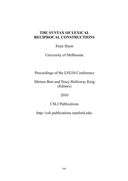 Proceedings of LFG10