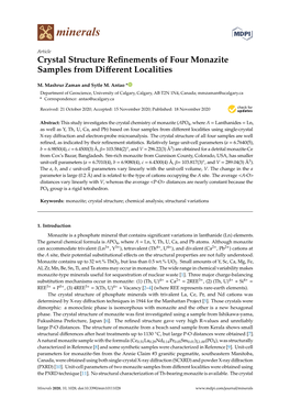 Crystal Structure Refinements of Four Monazite Samples from Different Localities