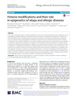 Histone Modifications and Their Role in Epigenetics of Atopy and Allergic Diseases