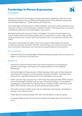 Cambridge to Piarere Expressway Factsheet