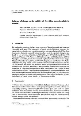 Cytidine Monophosphate in Solution