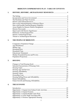 Bridgton Comprehensive Plan - Table of Contents