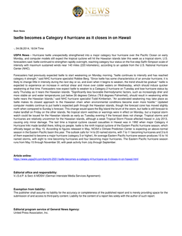 Iselle Becomes a Category 4 Hurricane As It Closes in on Hawaii