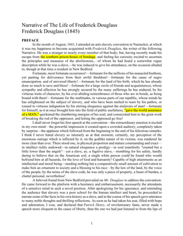 Narrative of the Life of Frederick Douglass Frederick Douglass (1845)