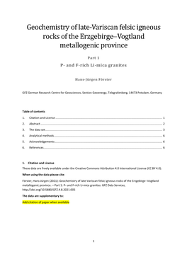 Geochemistry of Late-Variscan Felsic Igneous Rocks of the Erzgebirge-Vogtland Metallogenic Province