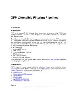 XFP Extensible Filtering Pipelines