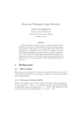 Notes on Transport Layer Security