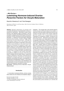 Luteinizing Hormone-Induced Ovarian Paracrine Factors for Oocyte Maturation