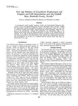 K-Ar Age Relations of Granodiorite Emplacement and Tungsten And