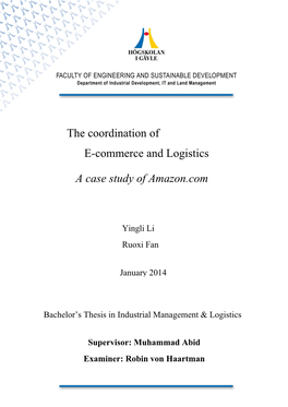 The Coordination of E-Commerce and Logistics a Case Study of Amazon.Com