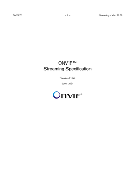 ONVIF Streaming Specification