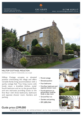 Guide Price £399,000 VIEWING STRICTLY by APPOINTMENT with the VENDOR’S SOLE AGENTS