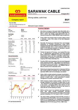 SARAWAK CABLE (SCB.MK, SACB.KL) 9 August 2011