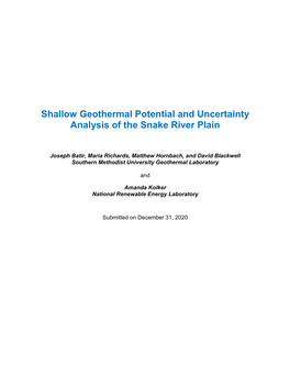 Shallow Geothermal Potential and Uncertainty Analysis of the Snake River Plain