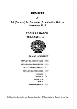 BA (General) 3Rd Semester ,Examination Held in November 2018