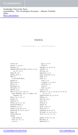 The Carolingian Economy - Adriaan Verhulst Index More Information