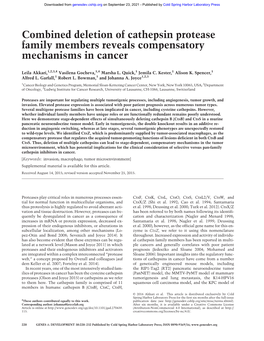 Combined Deletion of Cathepsin Protease Family Members Reveals Compensatory Mechanisms in Cancer