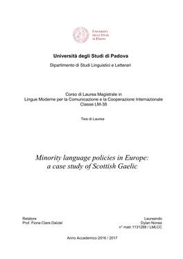 Minority Language Policies in Europe: a Case Study of Scottish Gaelic