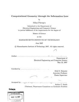 Computational Geometry Through the Information Lens Mihai Pdtracu