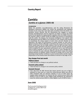 Zambia Zambia at a Glance: 2005-06
