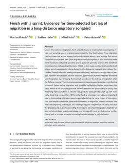 Finish with a Sprint: Evidence for Time- Selected Last Leg of Migration in a Long