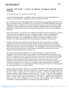 Apoptotic Cell Death: a Factor in Mustard Gas-Induced Dermal Pathology