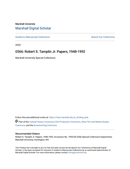 0566: Robert S. Tamplin Jr. Papers, 1948-1992