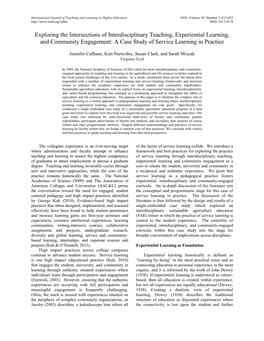 Exploring the Intersections of Interdisciplinary Teaching, Experiential Learning, and Community Engagement: a Case Study of Service Learning in Practice