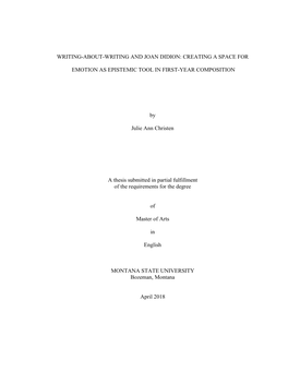 Writing-About-Writing and Joan Didion: Creating a Space For