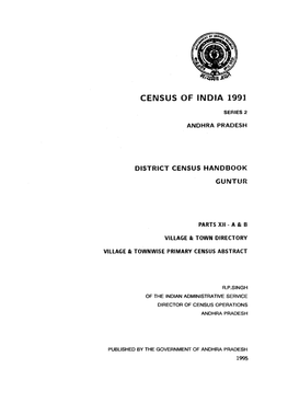 District Census Handbook, Guntur, Part XII-A & B, Series-2