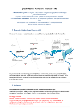 Praktische Info Projectgebieden in De Durmevallei Infopunt