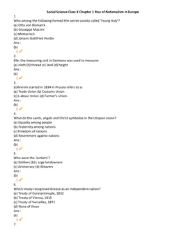 Social Science Class X Chapter 1 Rise of Nationalism in Europe 1