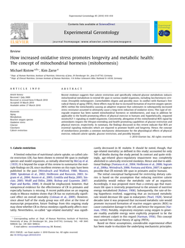 The Concept of Mitochondrial Hormesis (Mitohormesis)