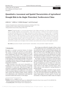 Quantitative Assessment and Spatial Characteristics of Agricultural Drought Risk in the Jinghe Watershed, Northwestern China