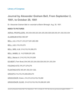 Journal by Alexander Graham Bell, from September 2, 1901, to October 29, 1901