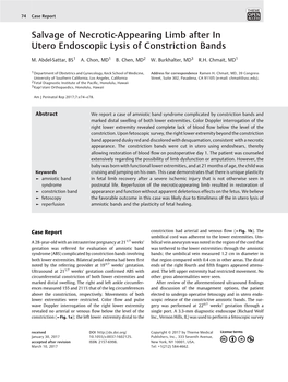 Salvage of Necrotic-Appearing Limb After in Utero Endoscopic Lysis of Constriction Bands