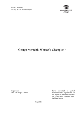George Meredith:Woman's Champion?