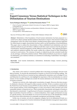 Expert Consensus Versus Statistical Techniques in the Delimitation of Tourism Destinations