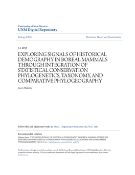 Exploring Signals of Historical Demography in Boreal Mammals Through Integration of Statistical Conservation Phylogenetics, Taxonomy