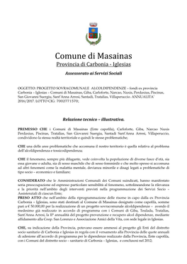 Comune Di Masainas Provincia Di Carbonia - Iglesias Assessorato Ai Servizi Sociali