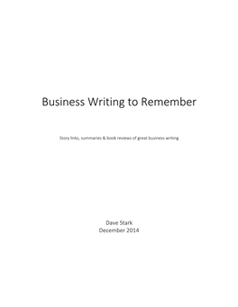 Business Writing to Remember