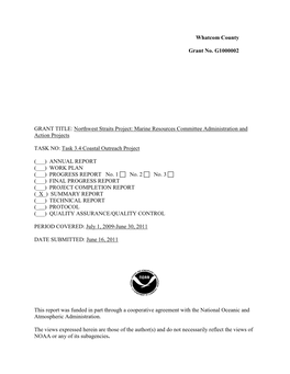 Whatcom County Grant No. G1000002 GRANT TITLE: Northwest Straits