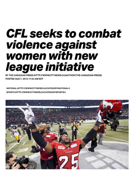 CFL Seeks to Combat Violence Against Women with New League Initiative